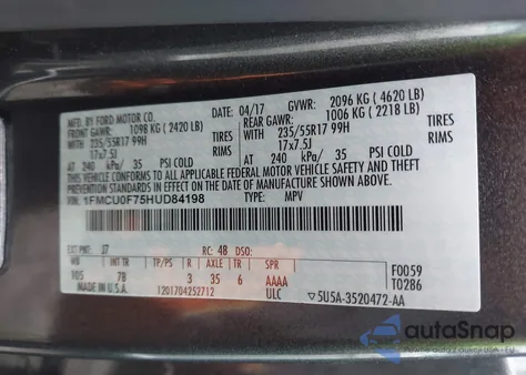 2017 Ford Escape S from USA, damaged, VIN 1FMCU0F75HUD84198